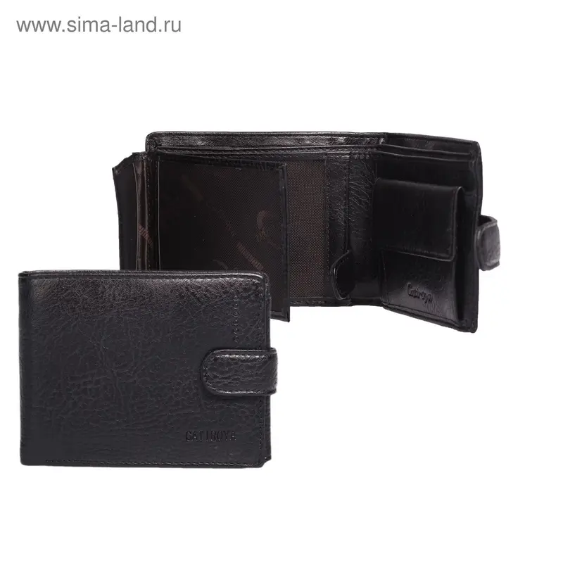 Портмоне муж L-411-209, 13*2*10см, 3 отд, д/карт, д/монет, черный