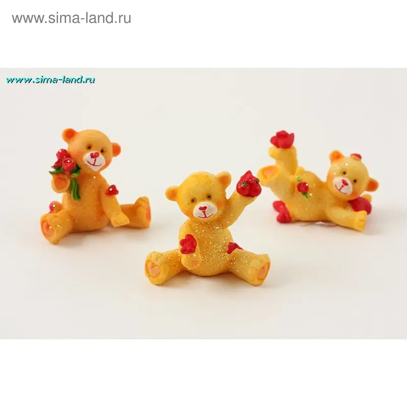 полистоун мишутка с сердечками 5*3,5*5,5 см 4 вида (НАБ 8 ШТ)(БОКС 90 НАБОРОВ) мин 2 наб