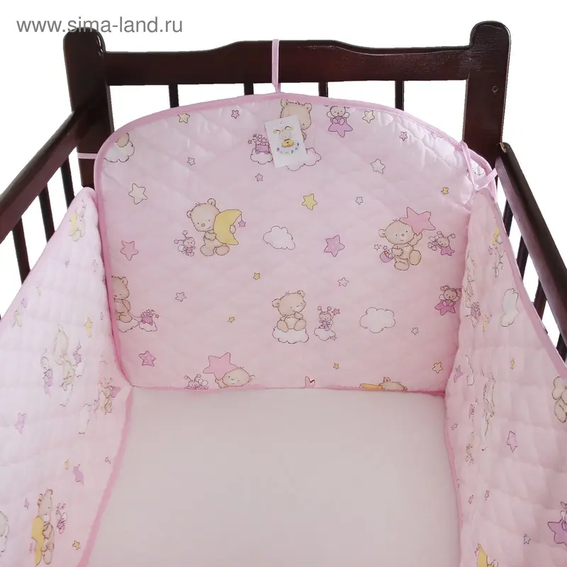 Бампер в кроватку, размер 360*40 см, цвет розовый 4016