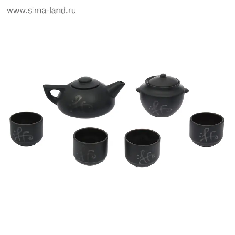 Чайный набор "Иероглиф", 6 предметов, чайник 1 л, чашки 150 мл, сахарница