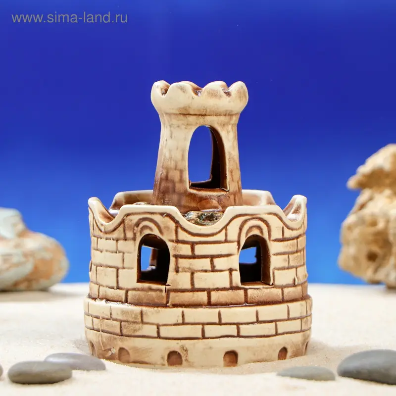 Декорация для аквариума "Башня", коричневая, 9х9х11 см, микс