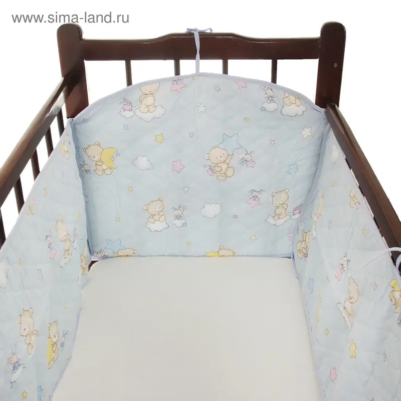 Бампер в кроватку, размер 360*40 см, цвет голубой 4012