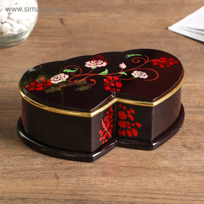 Шкатулка музыкальная механическая "Розы" 7х20х11 см