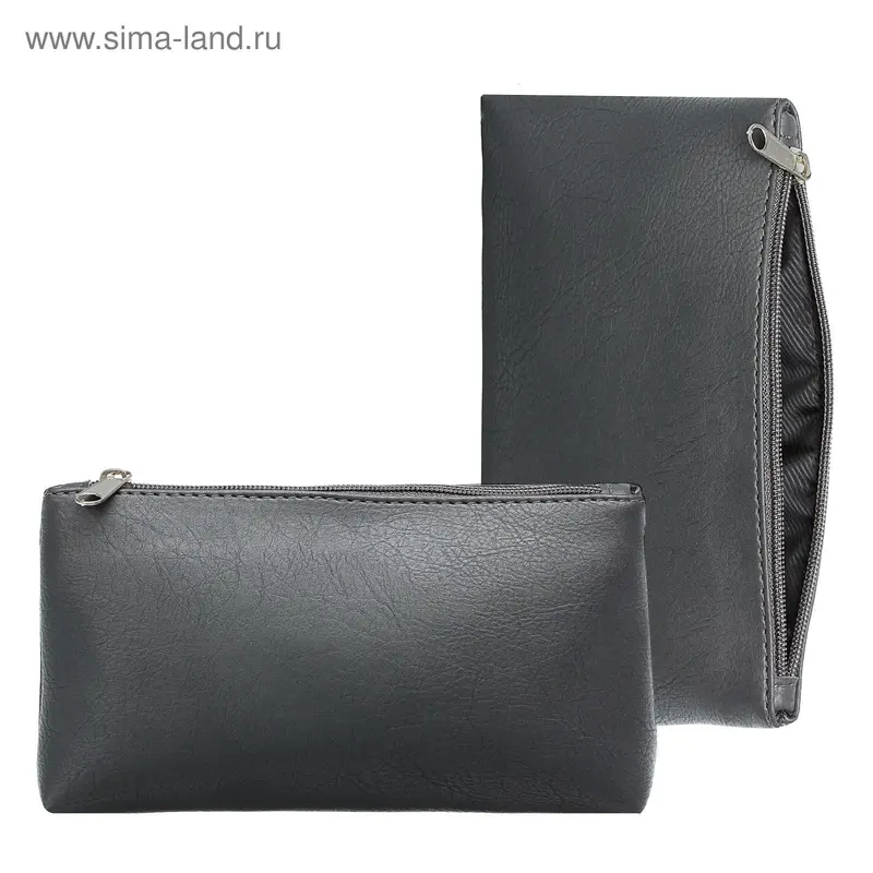 Косметичка на молнии, 1 отдел, цвет серый