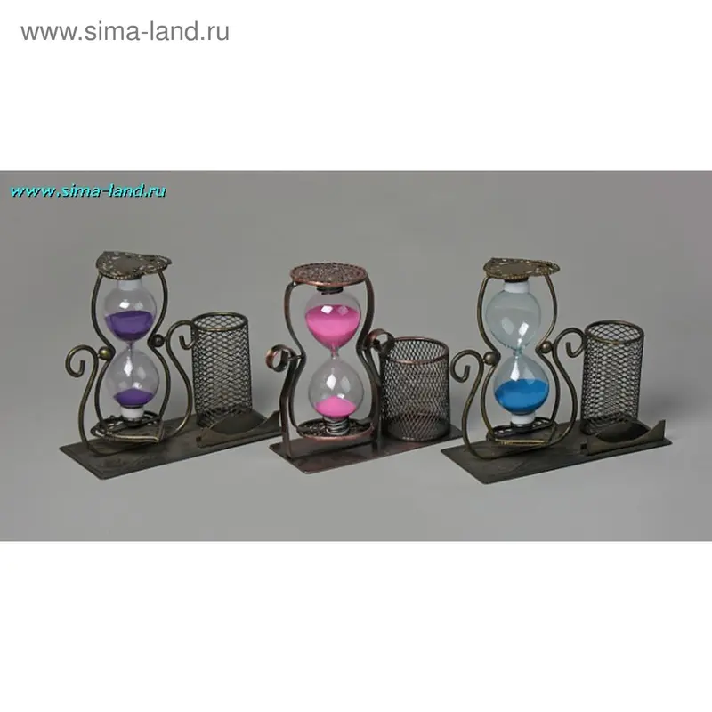 Часы песочные крутящиеся, с подставкой под ручки, микс