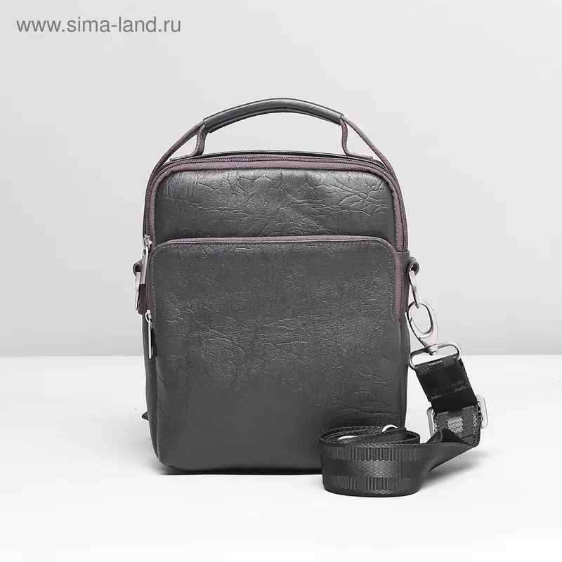 Сумка муж 48687, 19*7*24, 2 отд на молнии, 2 н/кармана, регул ремень, шоколад