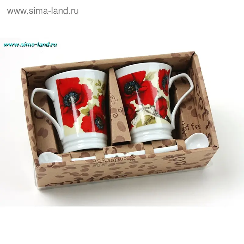 набор 2 кружки керамика маки(бокс 48наб)