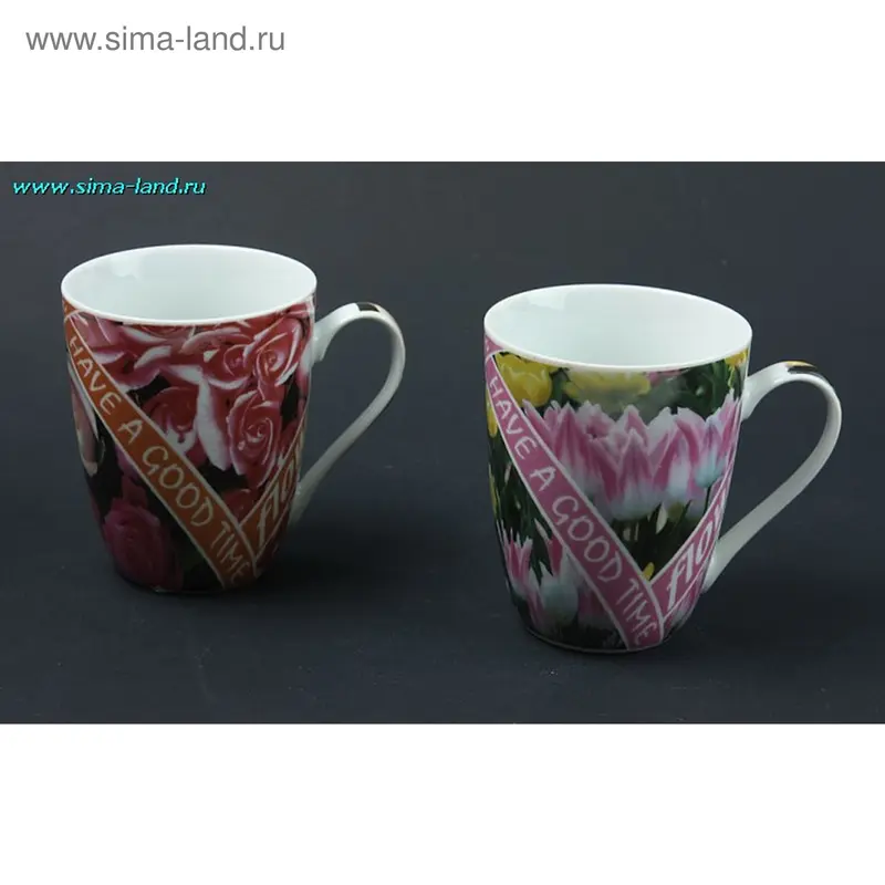 Кружка керамическая «Розы, фиалки, тюльпаны»