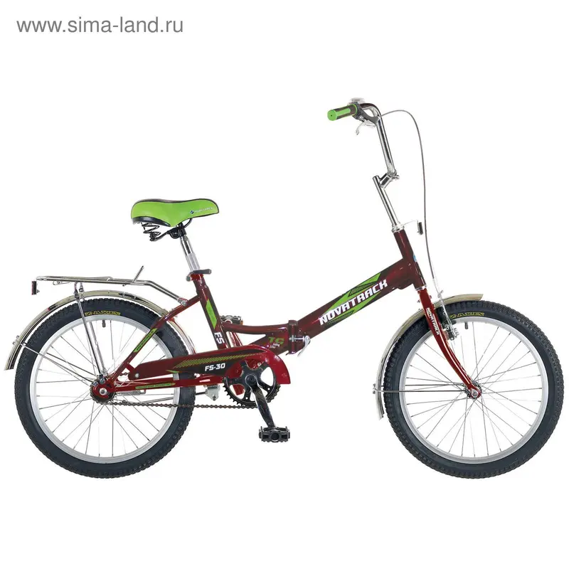 Велосипед 20" Novatrack FS30, 2016, 1ск., цвет бордовый