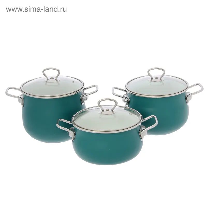 Набор кастрюль "Мирт" 3 шт: 3 л, 3,5 л, 4 л