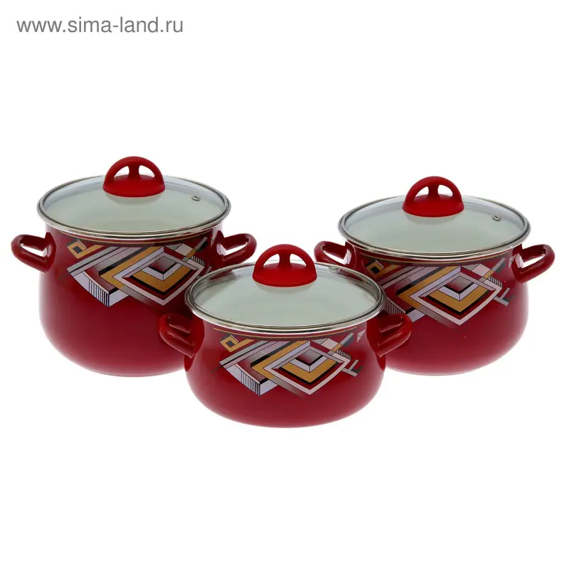Набор кастрюль "Пирамида" 3 шт: 3 л, 3,5 л, 4,5 л