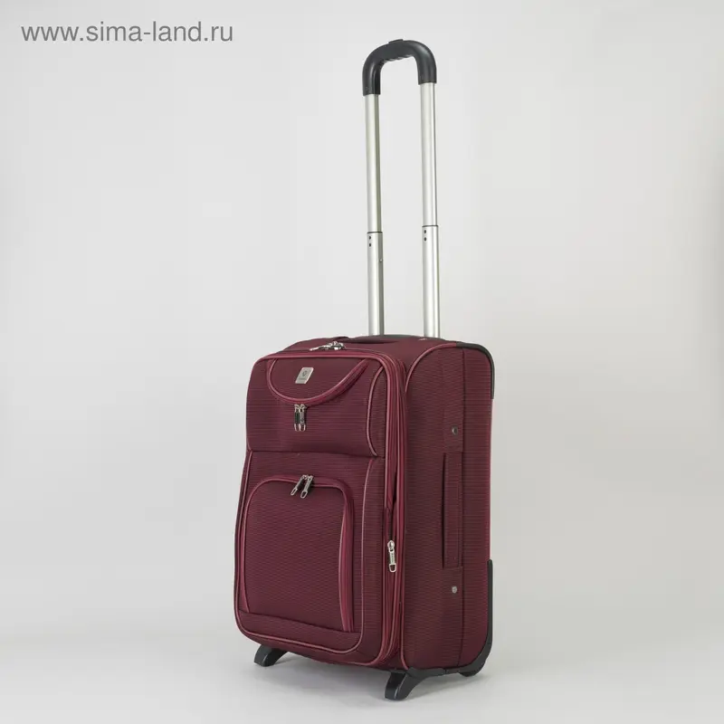 Чемодан с увеличением, малый, 20 ", 43 л, 2 колеса, цвет бордовый