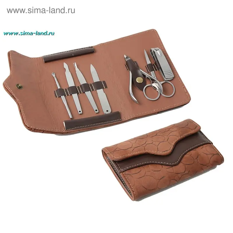 набор маникюрный 5017 7 пред кошелёк,коричневый замш