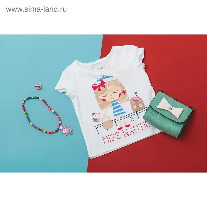 Футболка для девочки, рост 104 см, цвет белый 24365021039.100