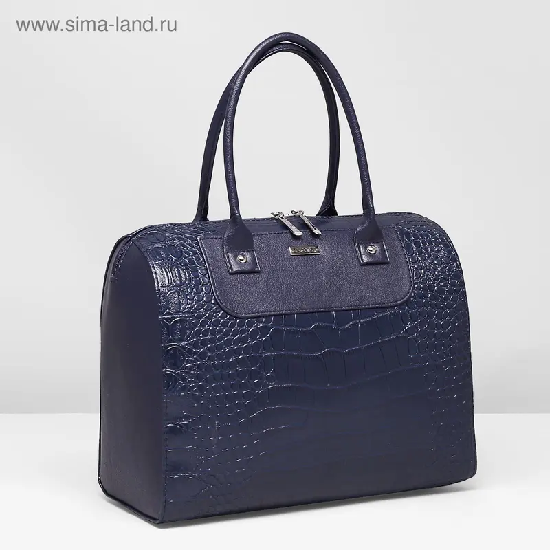 Сумка жен 1051В, 31*14*25, 1 отд на молнии, н/карман, крокодил синий