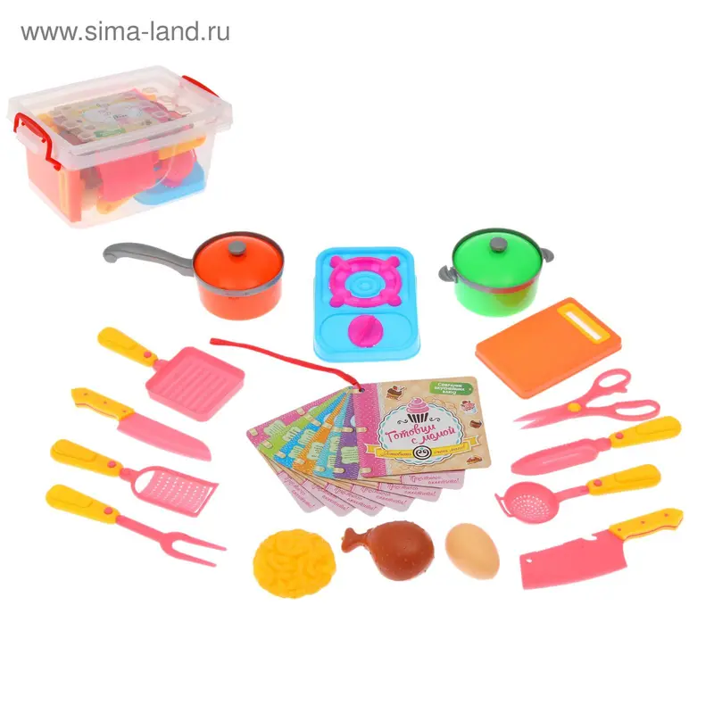 Набор посуды "Вкусный ужин-7", с плитой, 17 предметов, в контейнере
