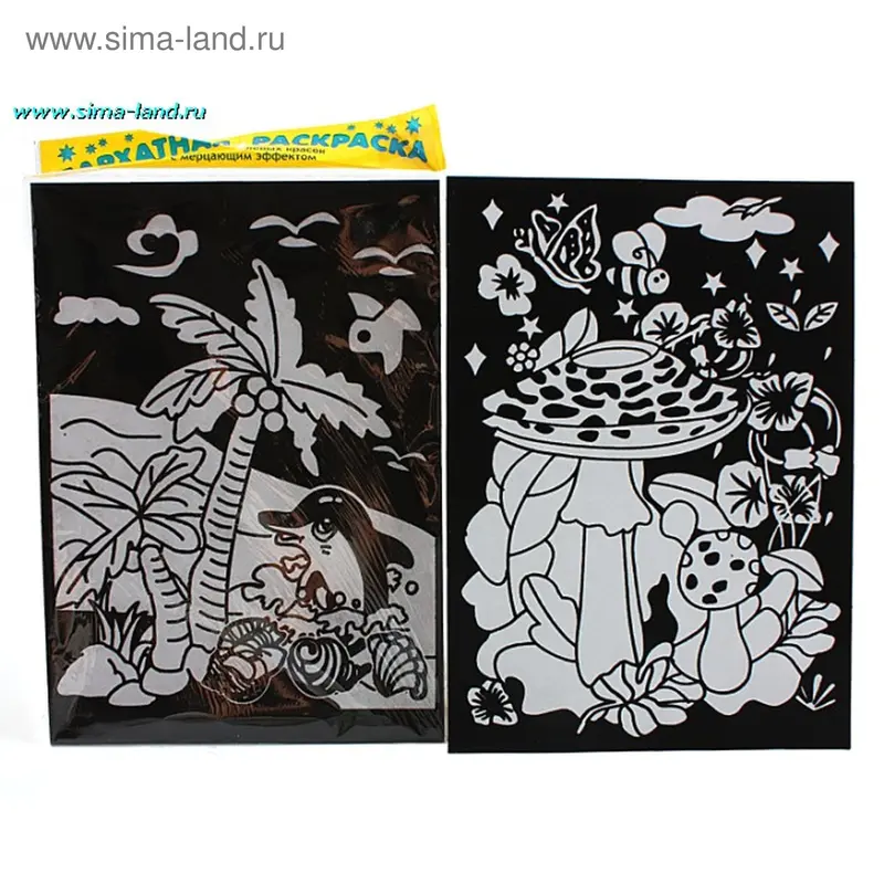 раскраска бархатная пальмы и гриб в пак. 36*25