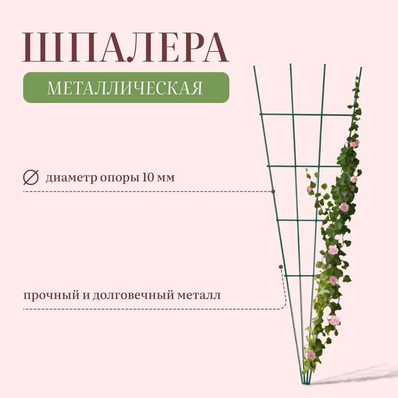Шпалера веерная, 150×52×1 см, металл, зелёная