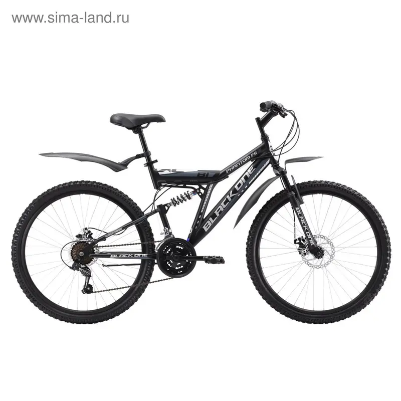 Велосипед 26" Black One Phantom FS D, 2017, цвет черно-серый, размер 18"