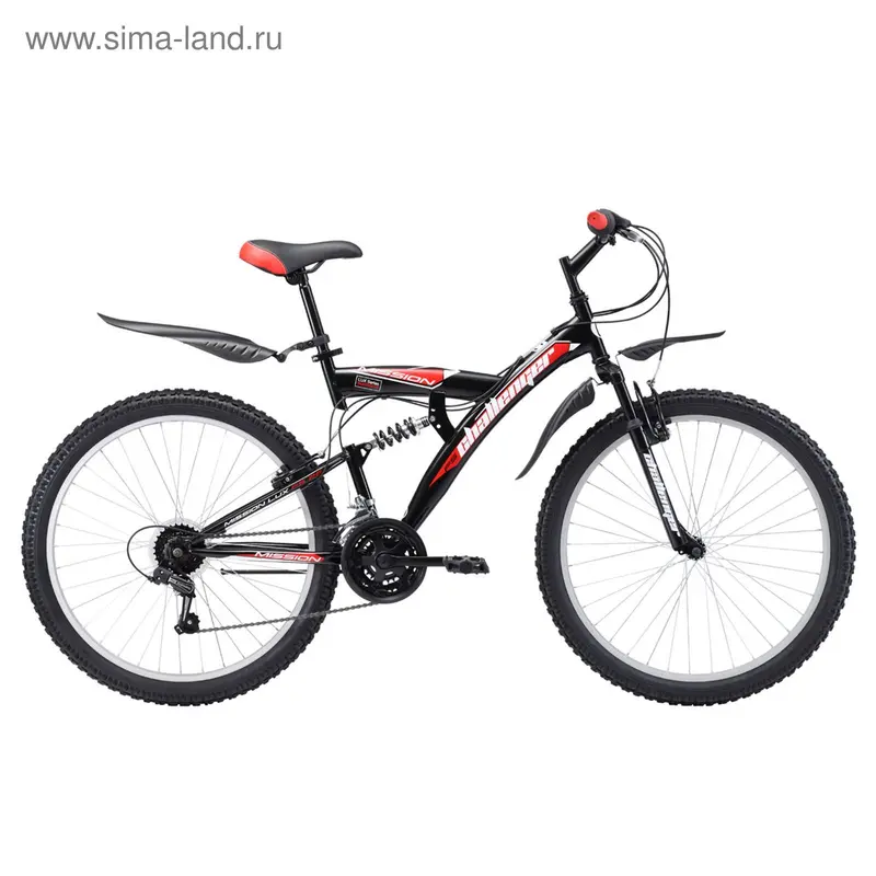 Велосипед 26" Challenger Mission Lux FS, 2017, цвет черно-красный, размер 16''