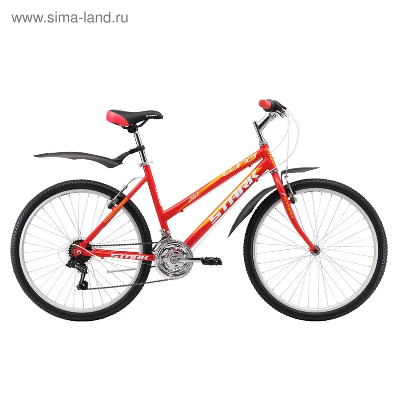 Велосипед 26" Stark Luna 1 RV, 2017, цвет красный/жёлтый, размер 16"