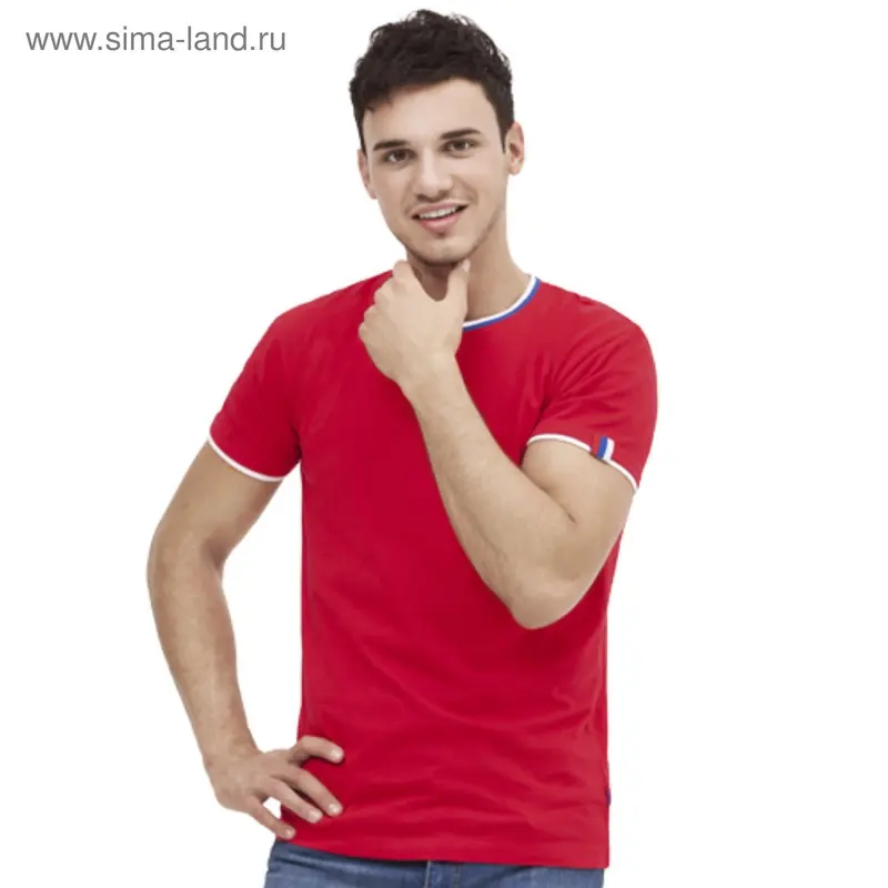 Футболка мужская, размер 44, цвет красный