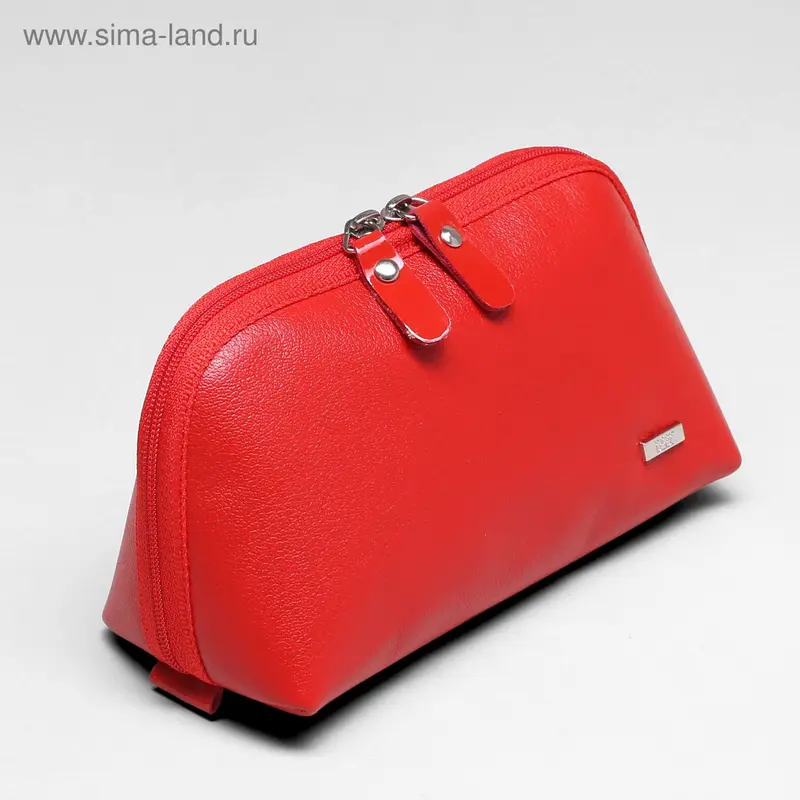 Косметичка простая на молнии, 1 отдел, цвет красный