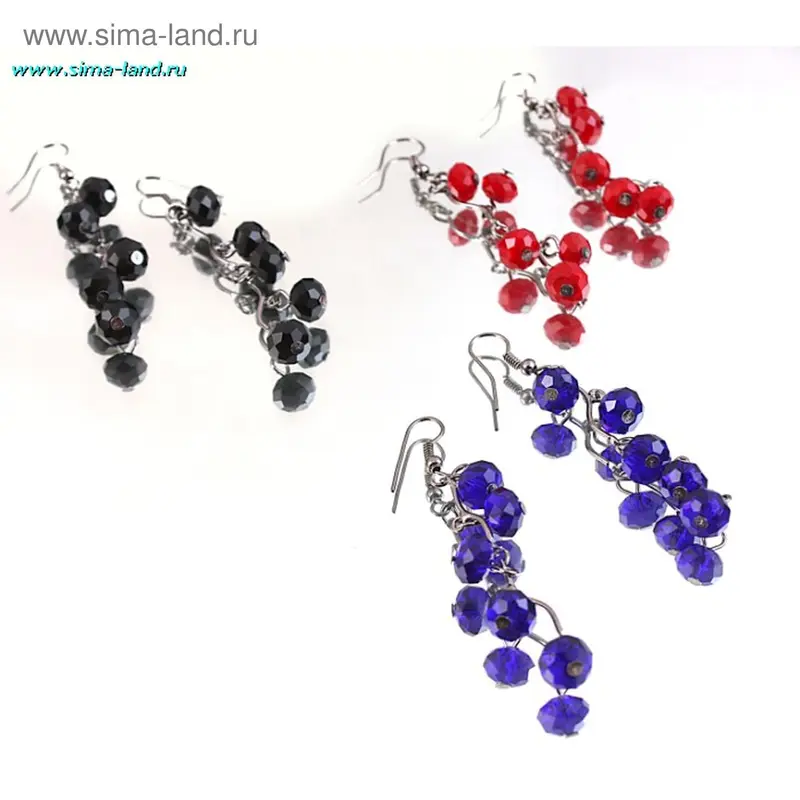 Серьги висячие, граненые «Ветка»