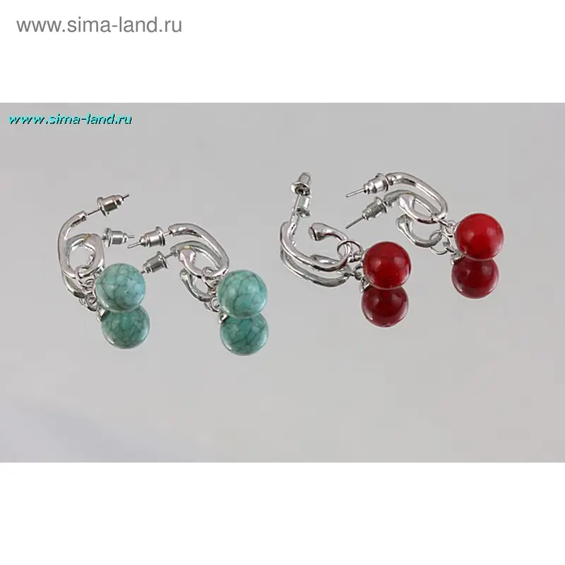 Серьги «Сердечки», цвет красный