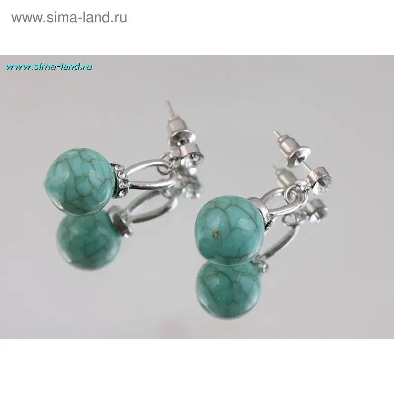 Серьги «Гламур», стилизованные под бирюзу/коралл