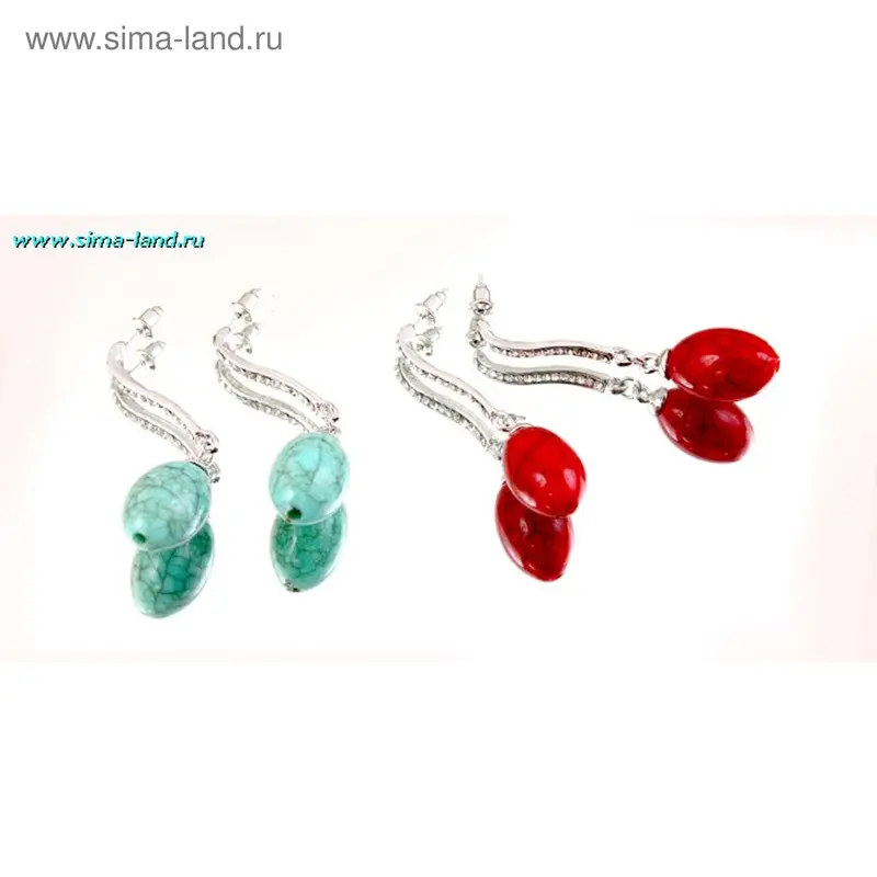Серьги «Иренн», стилизованный под бирюзу/коралл