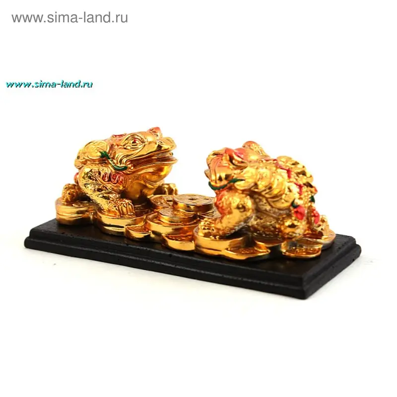 Нэцкэ золото "Жабы" 5 х 12,5 х 5,5 см