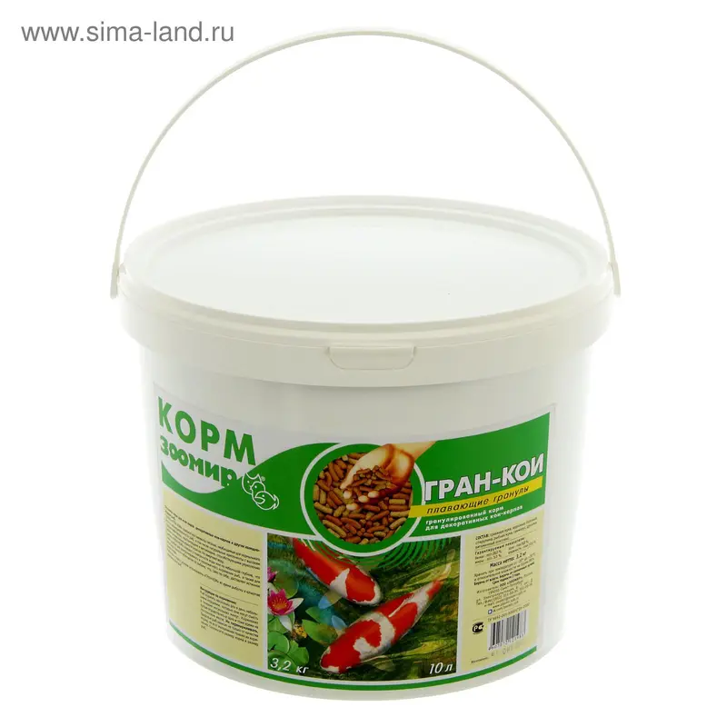 Корм «ГРАН-КОИ» для кои-карпов, плавающие гранулы, ведро 10 л, 3.2 кг