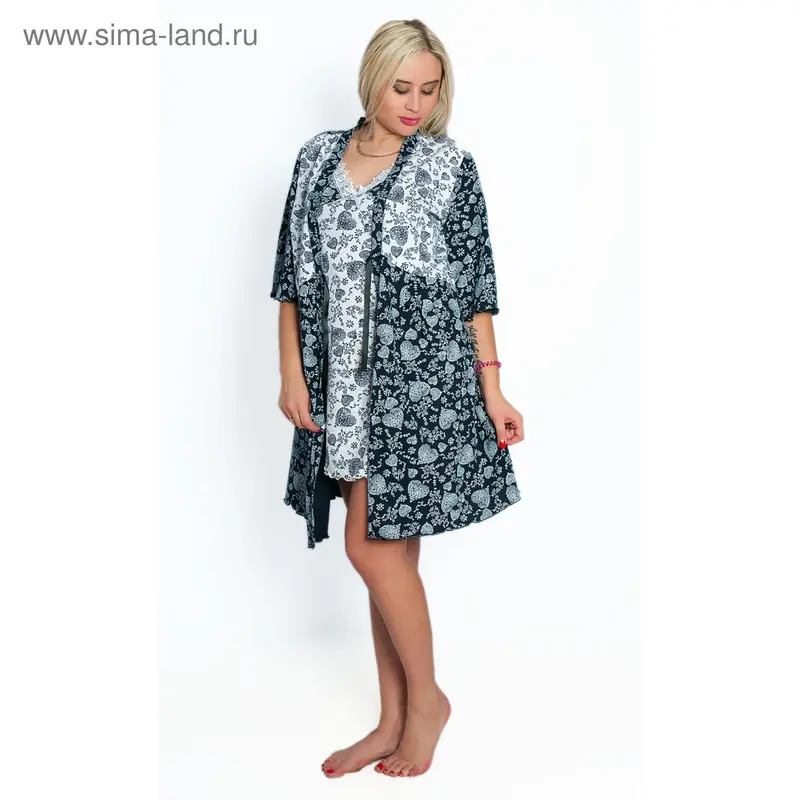 Комплект женский (пеньюар, сорочка) ПС-7А МИКС, р-р 52