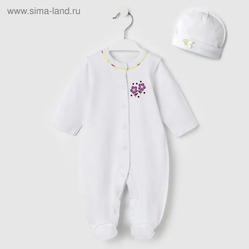 Комбинезон с шапочкой, рост 62 см, цвет белый/лимонный 20-9206 _М