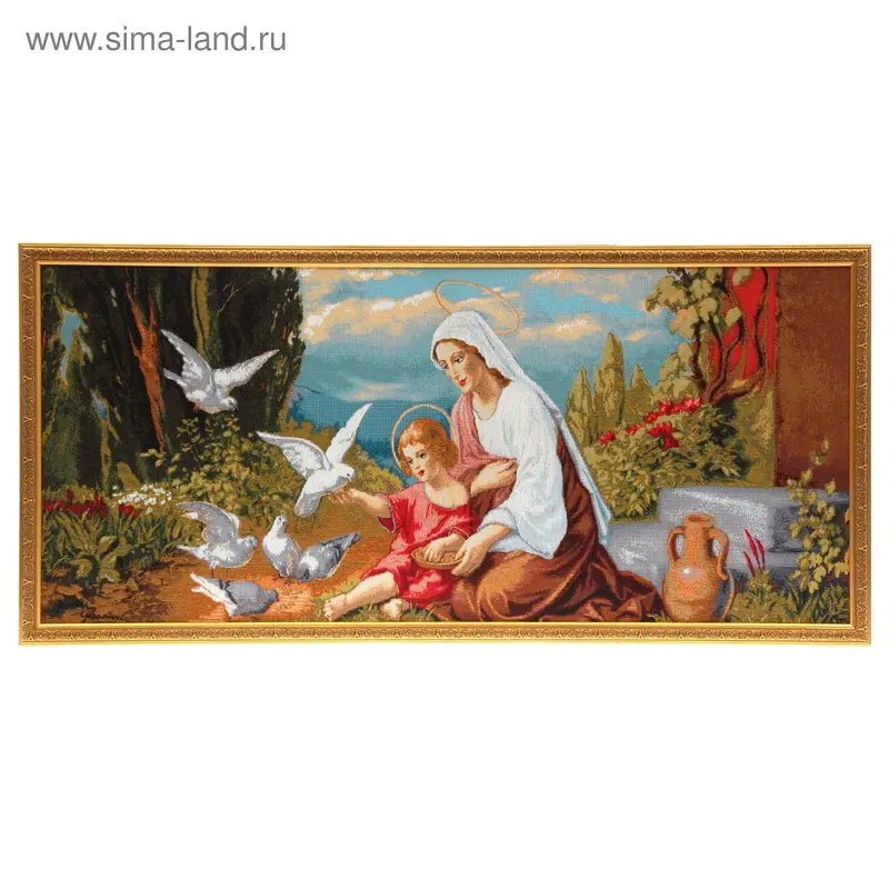 Гобеленовая картина "Голуби и Мадонна" 104Х49 см