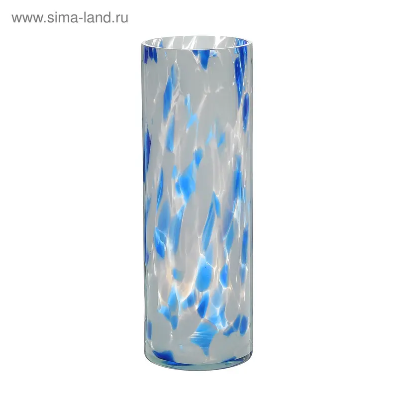 Ваза "Цилиндр" 30*10 см, бело-синяя