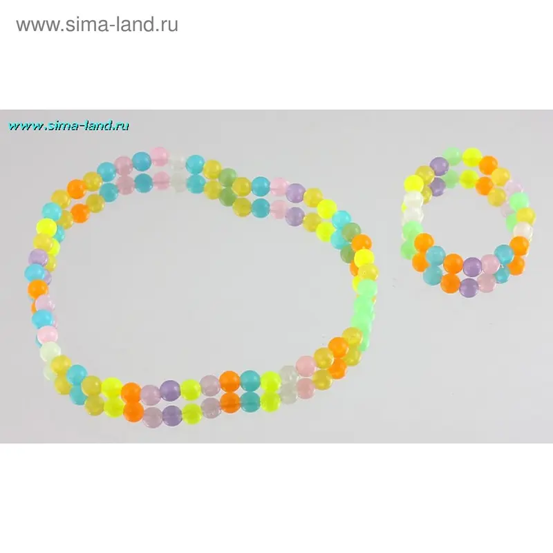 Набор детский (бусы + браслет), шарик матовый