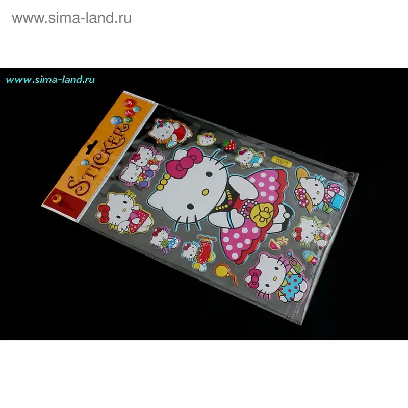 наклейка пластик кисуля 32*18 см 2 вида (бокс 1000 шт)