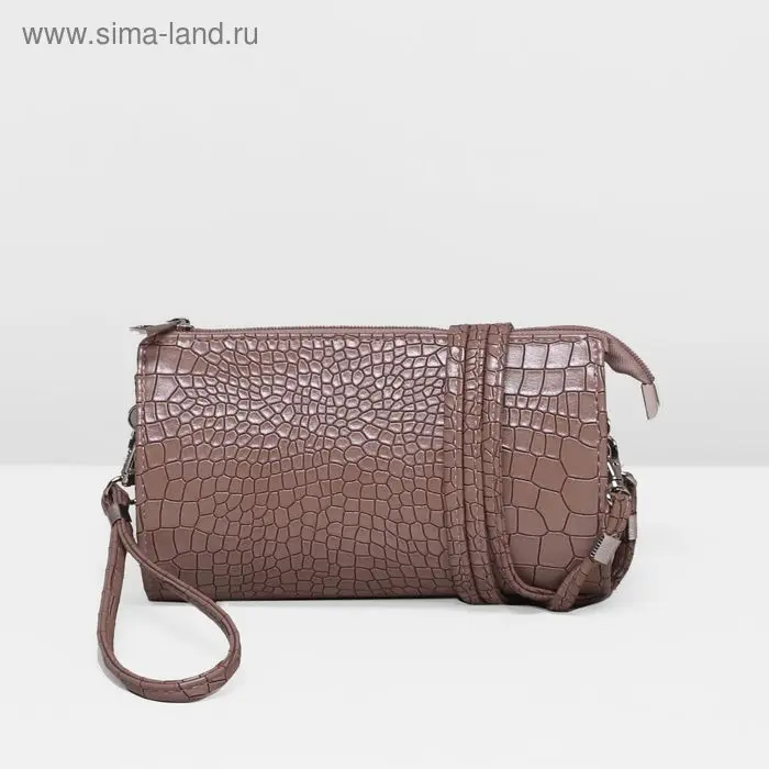 Клатч жен 6754, 21*5*9, 1 отд на молнии, с ручкой, длин ремень, бежевый