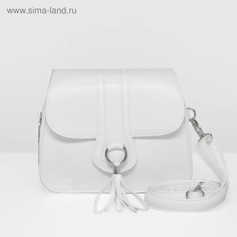 Сумка жен 6770, 23*9*16, 2 отд с перег на молнии, длин ремень, белый