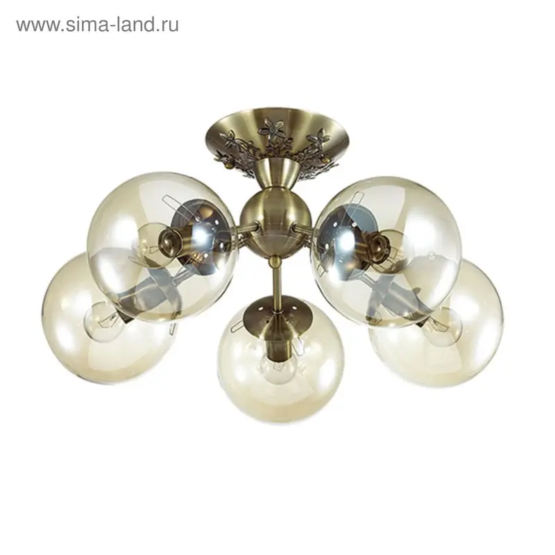 Люстра потолочная PALLA E14 5*40W 220V бронзовый/стекло 23,5х50 см