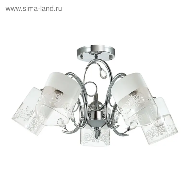 Люстра потолочная GELLA E14 5*40W 220V хром/стекло/хрусталь 29,5х50 см