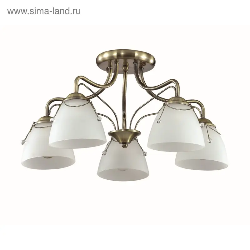 Люстра потолочная DEBORA E14 5*40W 220V бронзовый/стекло/декор.цепочки 31х54 см