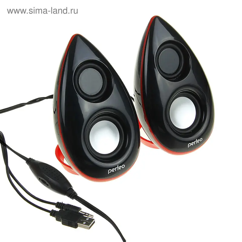 Компьютерные колонки 2.0 Perfeo ROCKET PF-1961, 2х3Вт, USB, черно-красные
