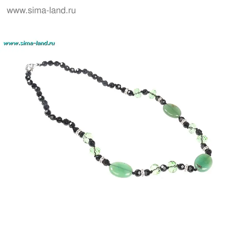 Бусы (кристалл+камень), стилизованные под хризопраз