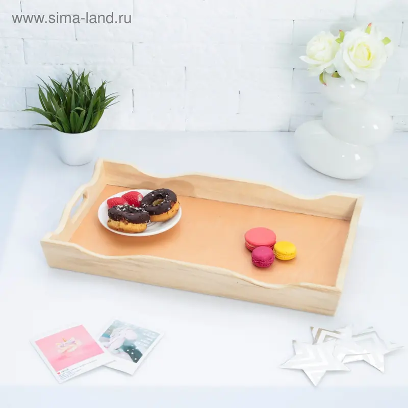 Поднос с ручками (дерево липа), МАССИВ 50х30х5 см