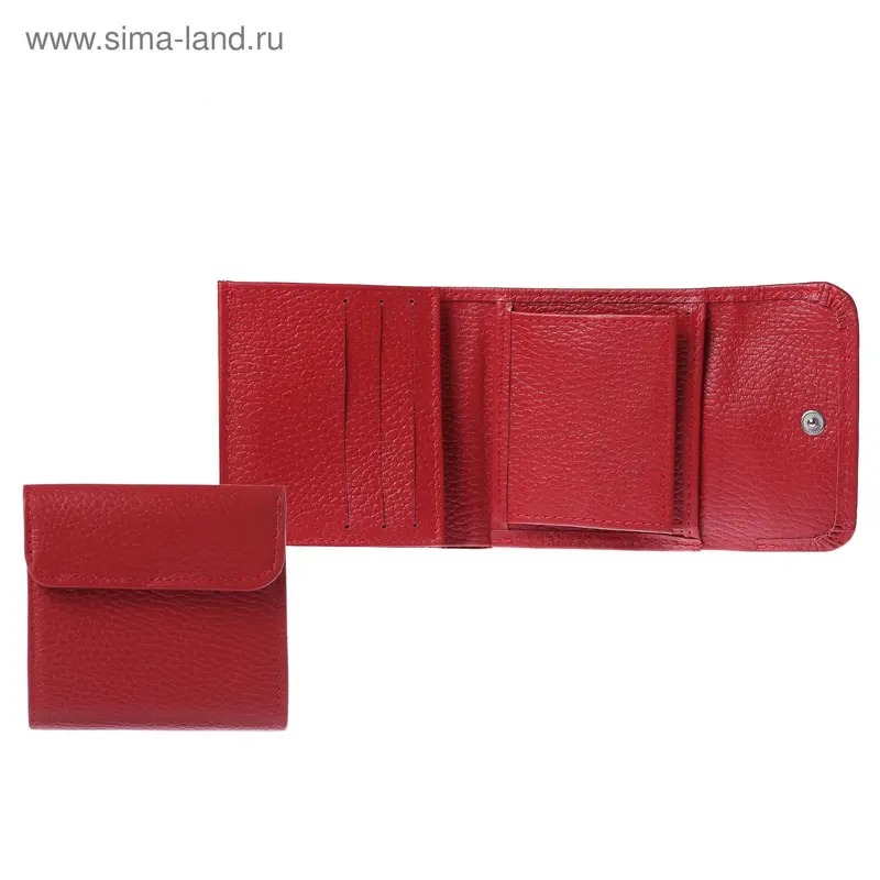 Кошелек жен 12-02-07, 10,2*2*10,2, 2отд, д/кред, флотер красный