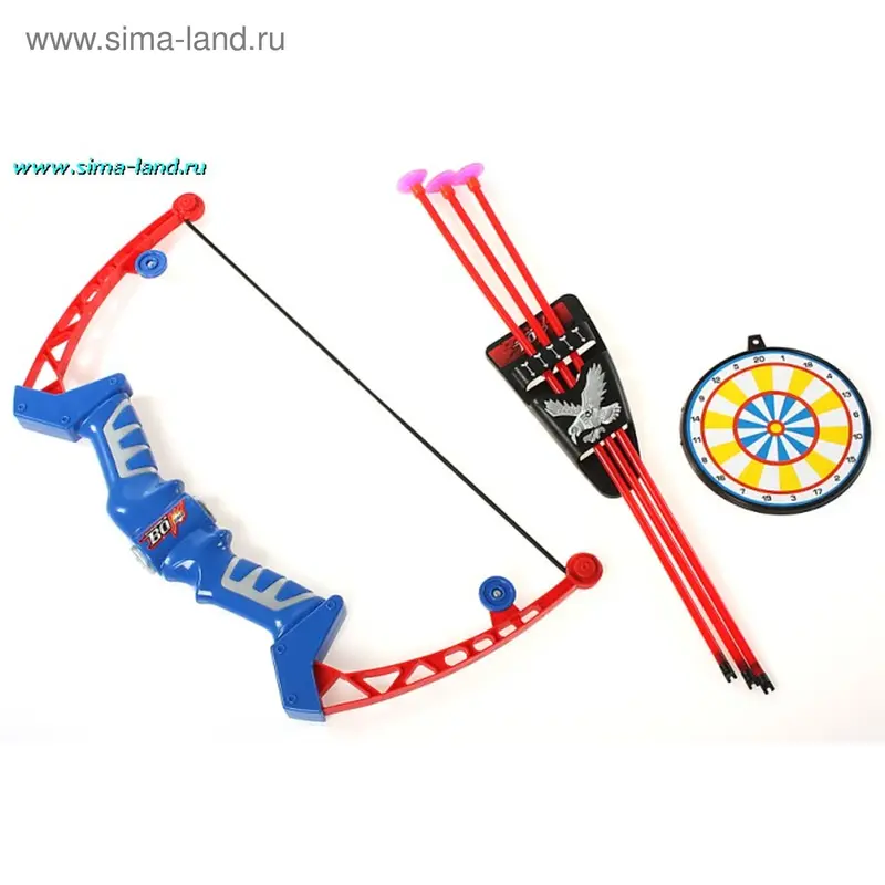 Оружие, лук спорт, с мишенью и стрелами, в пакете