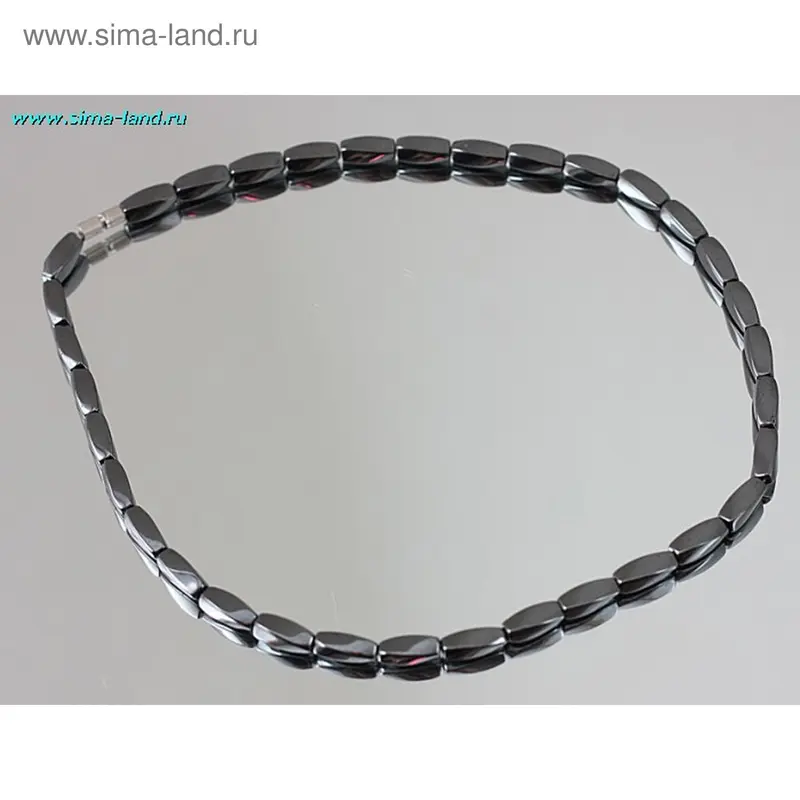 Бусы «Гематит» рис граненный кручёный